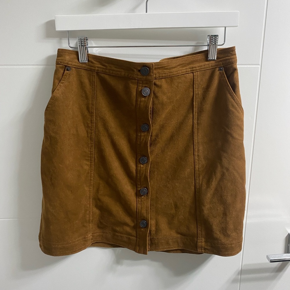 Brown velvet button up skirt